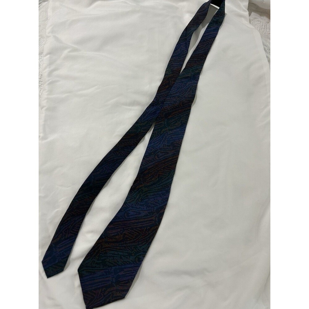 David Lawrence Tie Mens One Size Multi Color Geometric 100% Silk Italy